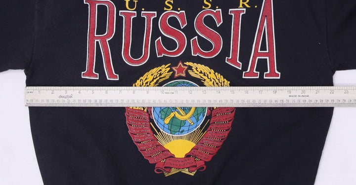 Vintage Mens Court Club USSR Russia Black Sweatshirt Crewneck Graphic | Migration_Sweatshirt - Detail View | Fashion Rerun