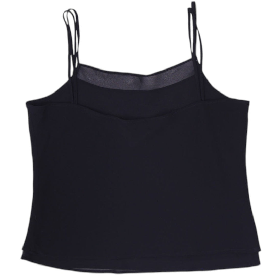 Y2K Ladies Dino Layered Black Mesh Cami Top Double Straps Size 11/12 Made Canada