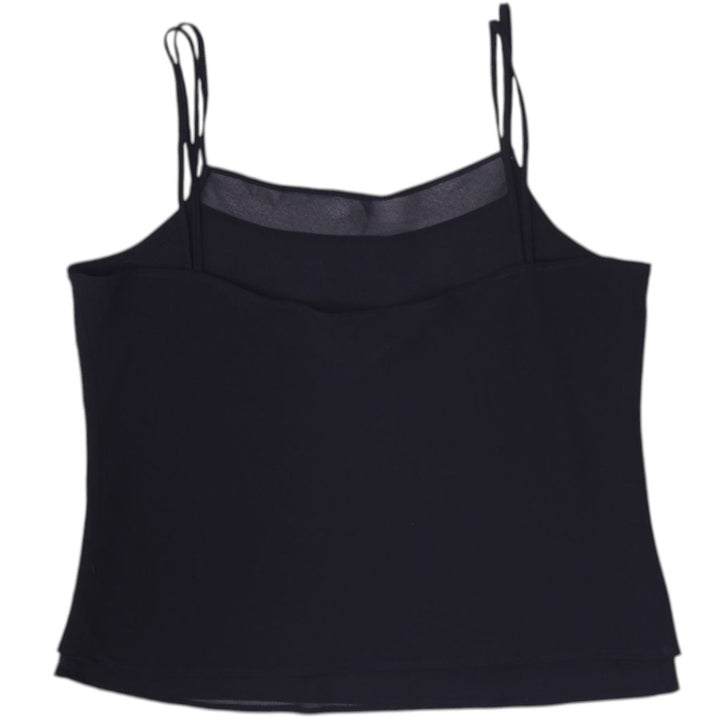 Y2K Ladies Dino Layered Black Mesh Cami Top Double Straps Size 11/12 Made Canada