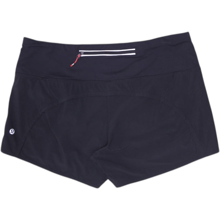 Ladies Lululemon Run Times Short 4" Black Lined Back Zip Pocket Running Shorts 8