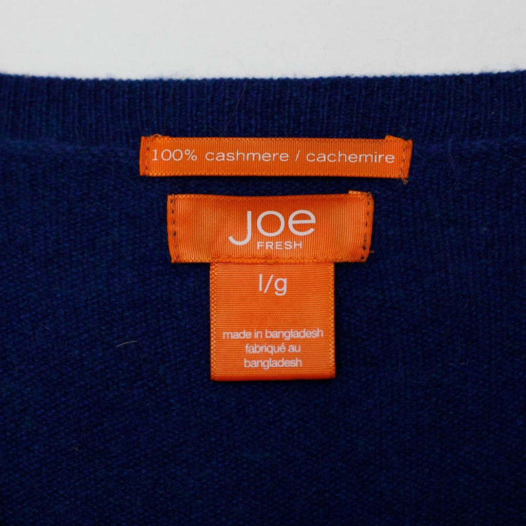 Ladies Joe Fresh 100% Cashmere V-Neck Sweater Size L