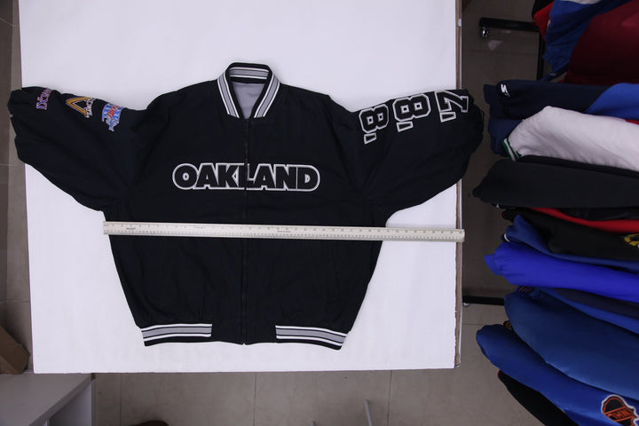 Vintage Mens NFL G-III Carl Banks Oakland Reversible Varsity Jacket Size XXL