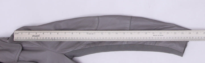 Y2K Ladies Gray Leather Zipper Motorcycle Biker Jacket Size 6 | Migration_Jackets - Alternate View | Fashion Rerun