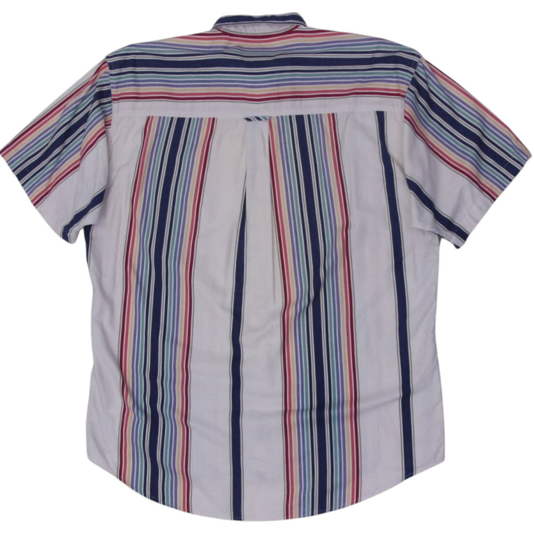 Vintage Chaps Ralph Lauren Striped Short Sleeve 100% Cotton Shirt | Migration_Shirts RL Collection - Side Vie | Fashion Rerun