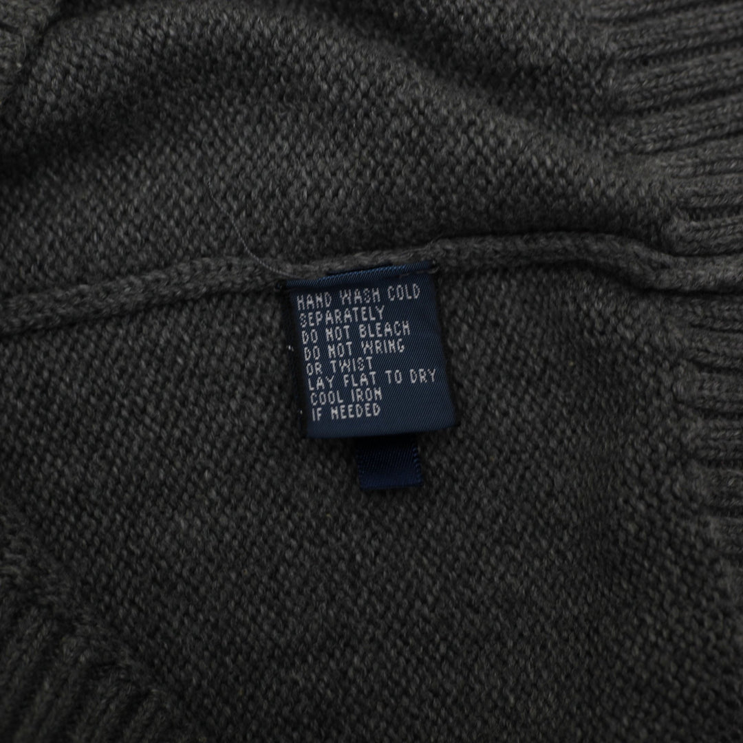Mens Polo Ralph Lauren Heather Grey Quarter-Zip Cotton Sweater Size S