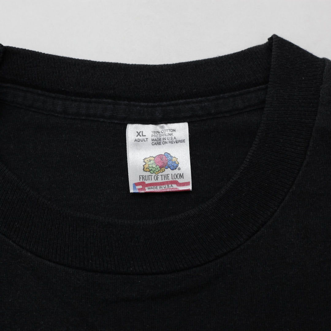 Vintage Fruit of the Loom ER T-Shirt Black Graphic Made In USA Single Stitch XL | Migration_T-Shirts - Back V | Fashion Rerun
