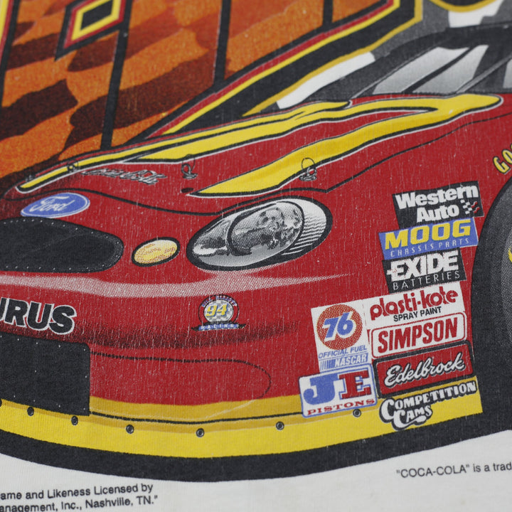 Vintage Mens Tultex NASCAR T-Shirt White Graphic Racing 1999 Bill Elliott