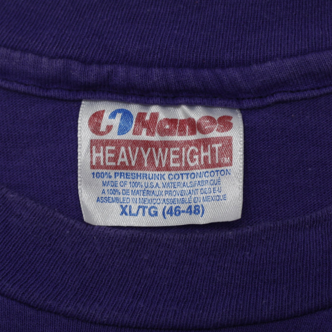 Vintage 90s Hanes Heavyweight Superman Shield Graphic T-Shirt Purple XL