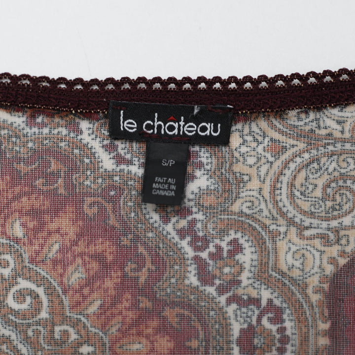 Y2K Ladies Le Chateau Paisley Print Long Sleeve Top Size S