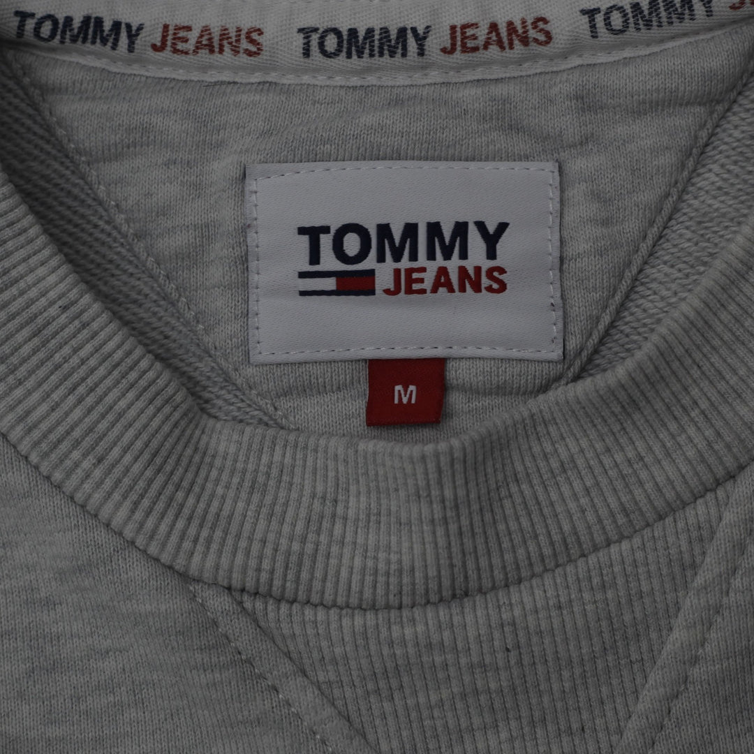 Mens Tommy Jeans Sweatshirt Gray Navy Logo Pullover Size M