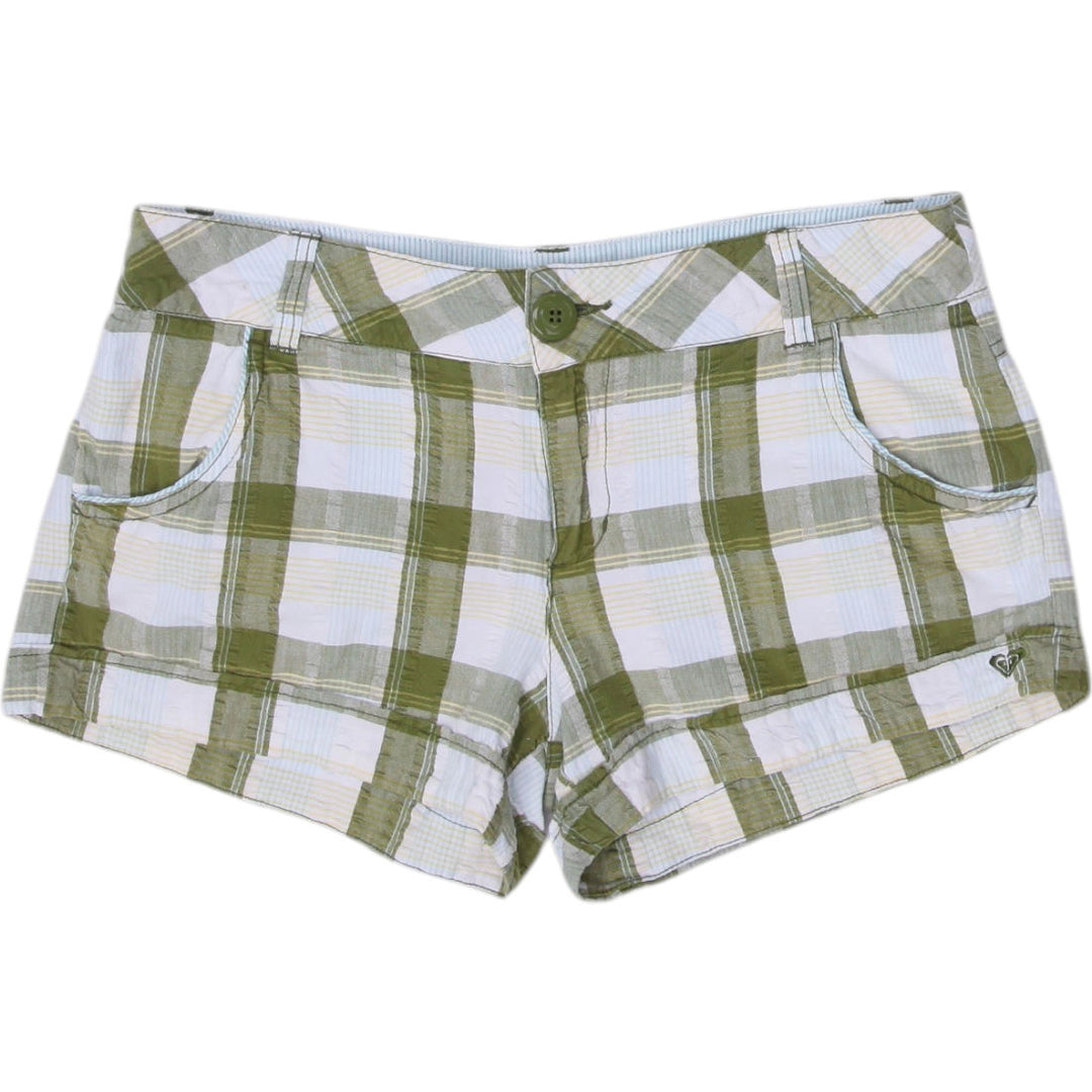 Y2K Ladies Bermudas Green Plaid Casual Shorts Size 9 | Migration_Shorts | Fashion Rerun