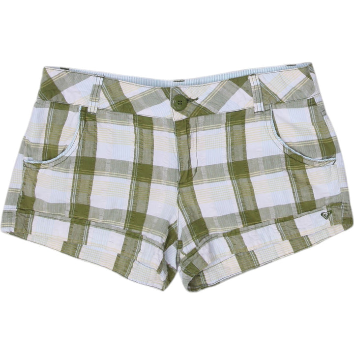 Y2K Ladies Bermudas Green Plaid Casual Shorts Size 9 | Migration_Shorts | Fashion Rerun