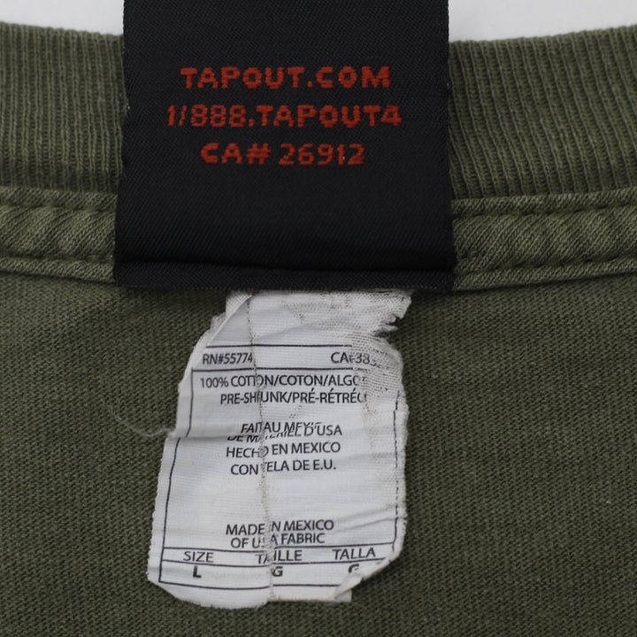 Y2K Mens Tapout Military Olive Green Patriotic Graphic T-Shirt Large