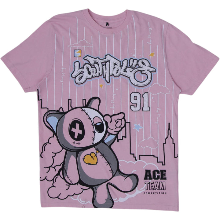 Y2K Mens Southpole Pink Cartoon Graphic T-Shirt Size L
