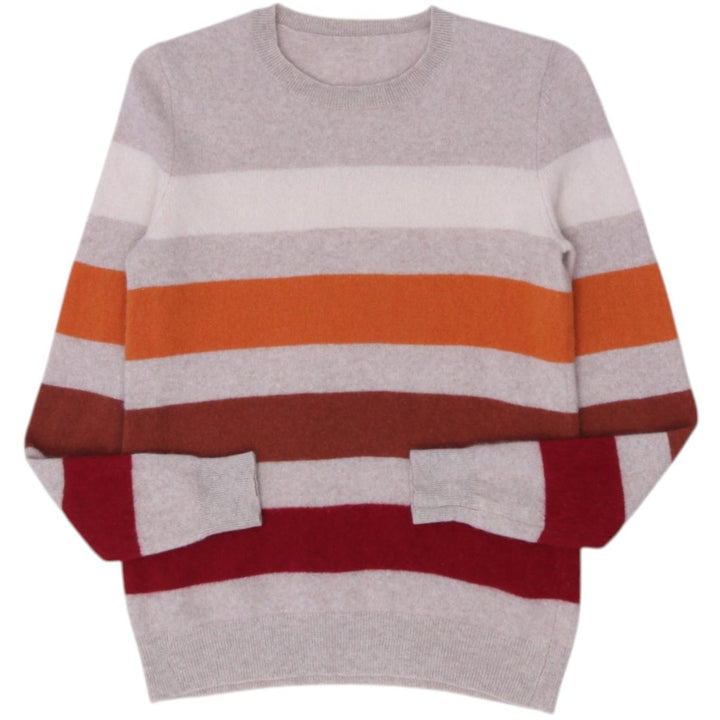 Ladies Cashmere Sweater Multi Color Striped Knitwear Cozy
