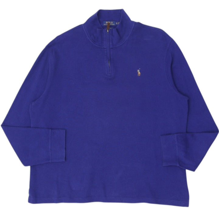 Mens Polo Ralph Lauren Estate Rib Quarter Zip Blue Sweater XL | Migration_Sweaters RL Collection | Fashion Rerun