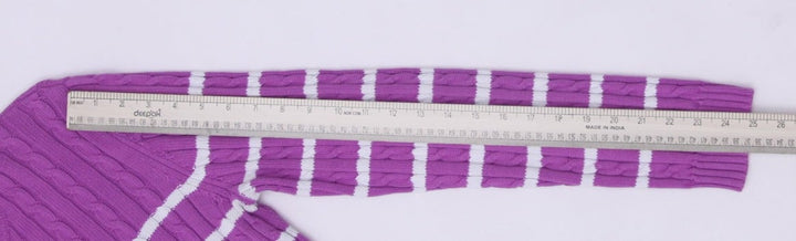 Vintage Ladies Lauren Ralph Lauren Sweater Purple Striped Cotton L