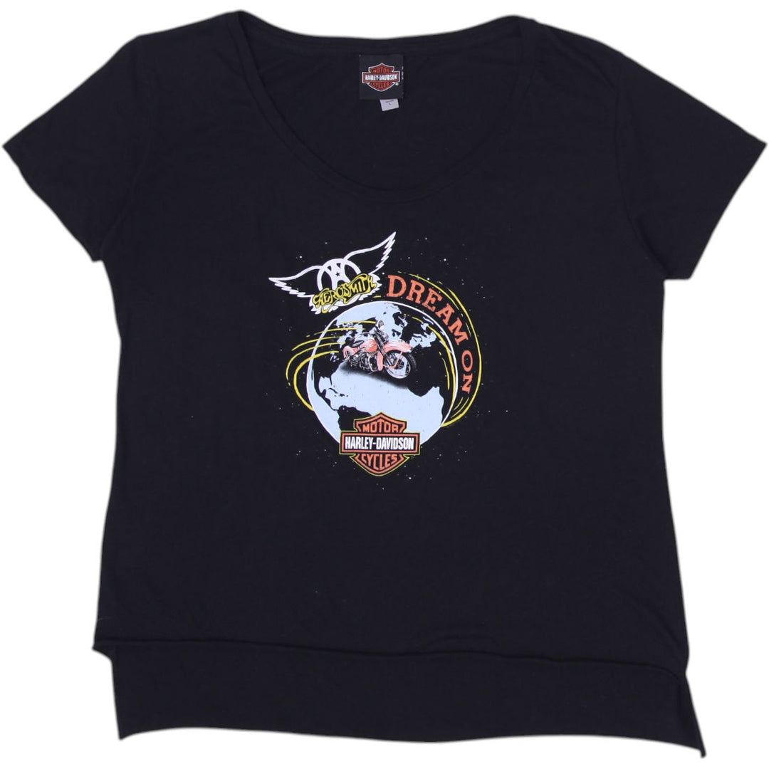Ladies Harley Davidson Graphic Design Motorcycle T-Shirt Size L