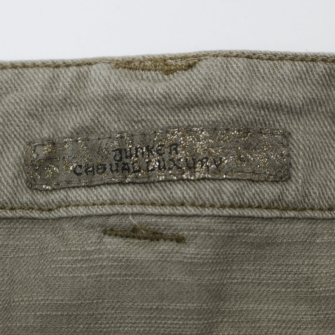 Y2K Ladies Casual Mini Skirt Green Embroidered Denim