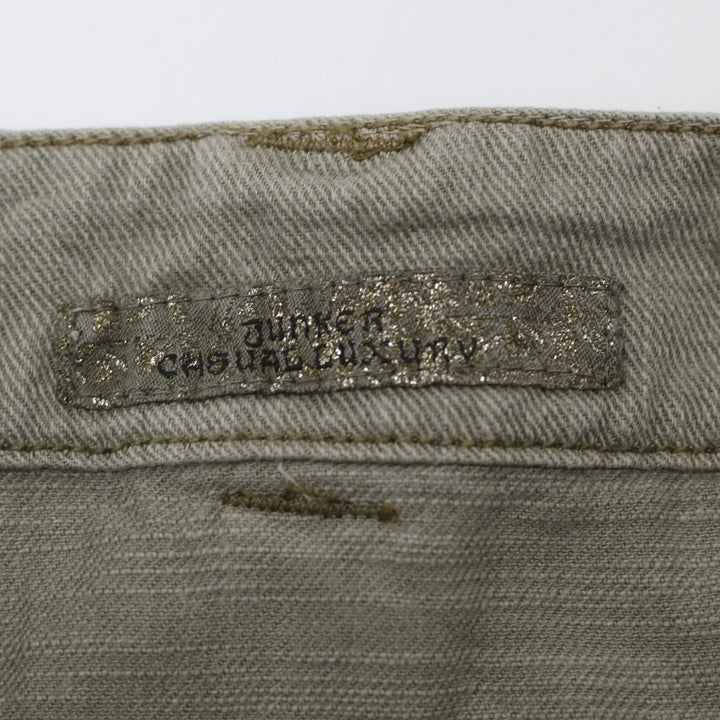 Y2K Ladies Casual Mini Skirt Green Embroidered Denim