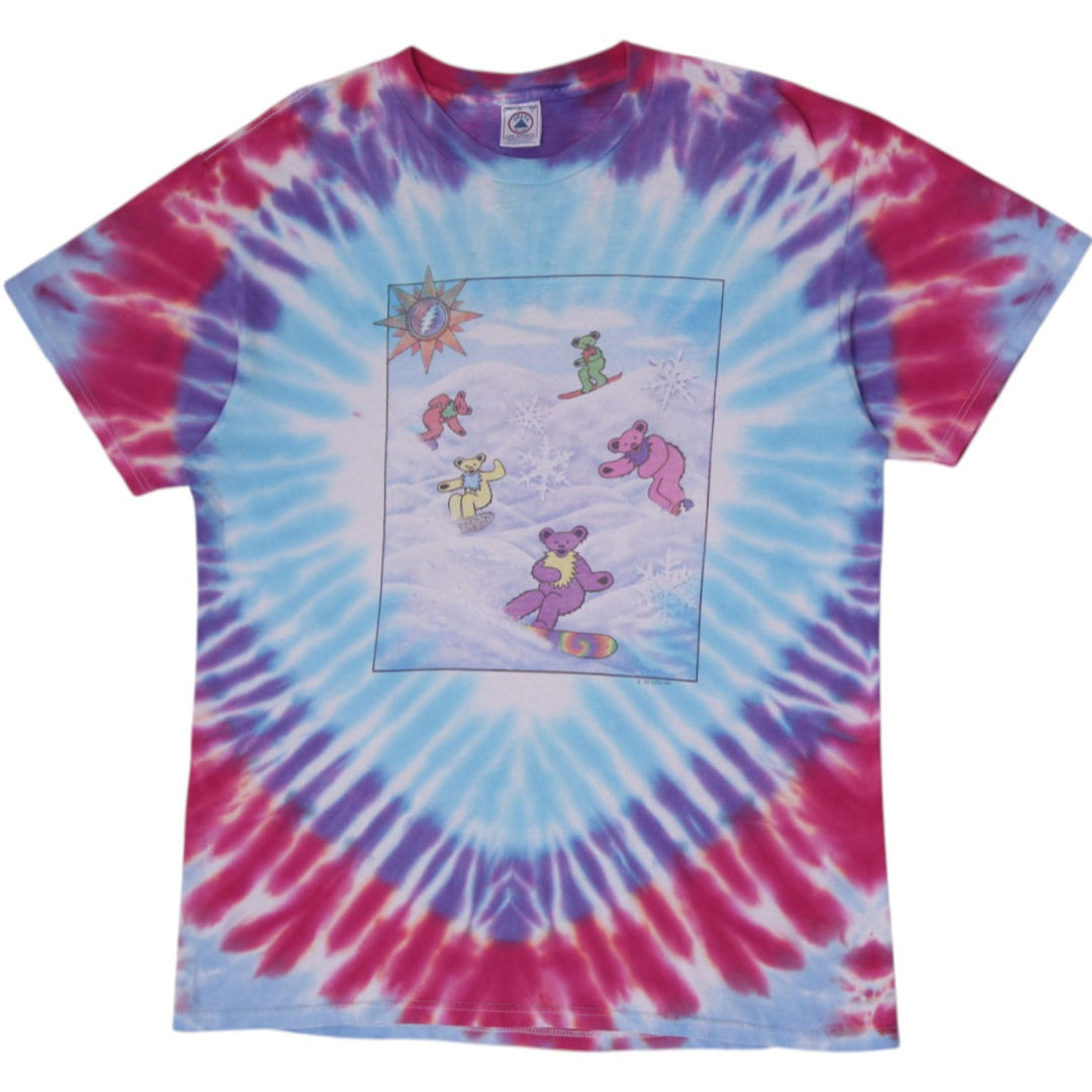 Vintage 90s Grateful Dead Snowboarding Bears Tie Dye T-Shirt Size L