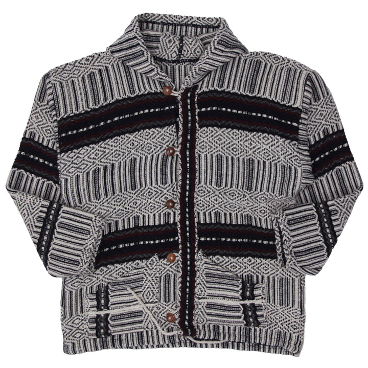 Vintage Hand-Knit Hooded Baja Sweater Jacket Button Front - Fashion Rerun Vintage Migration_Sweaters