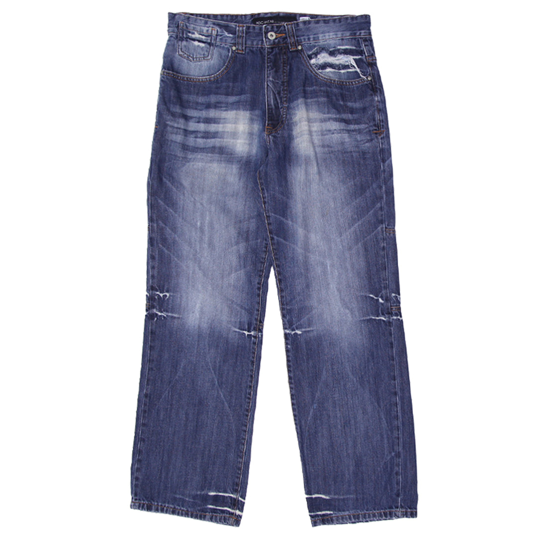 Y2K Mens Rocawear Original Fit Washed Jeans featuring vintage 2000s streetwear style