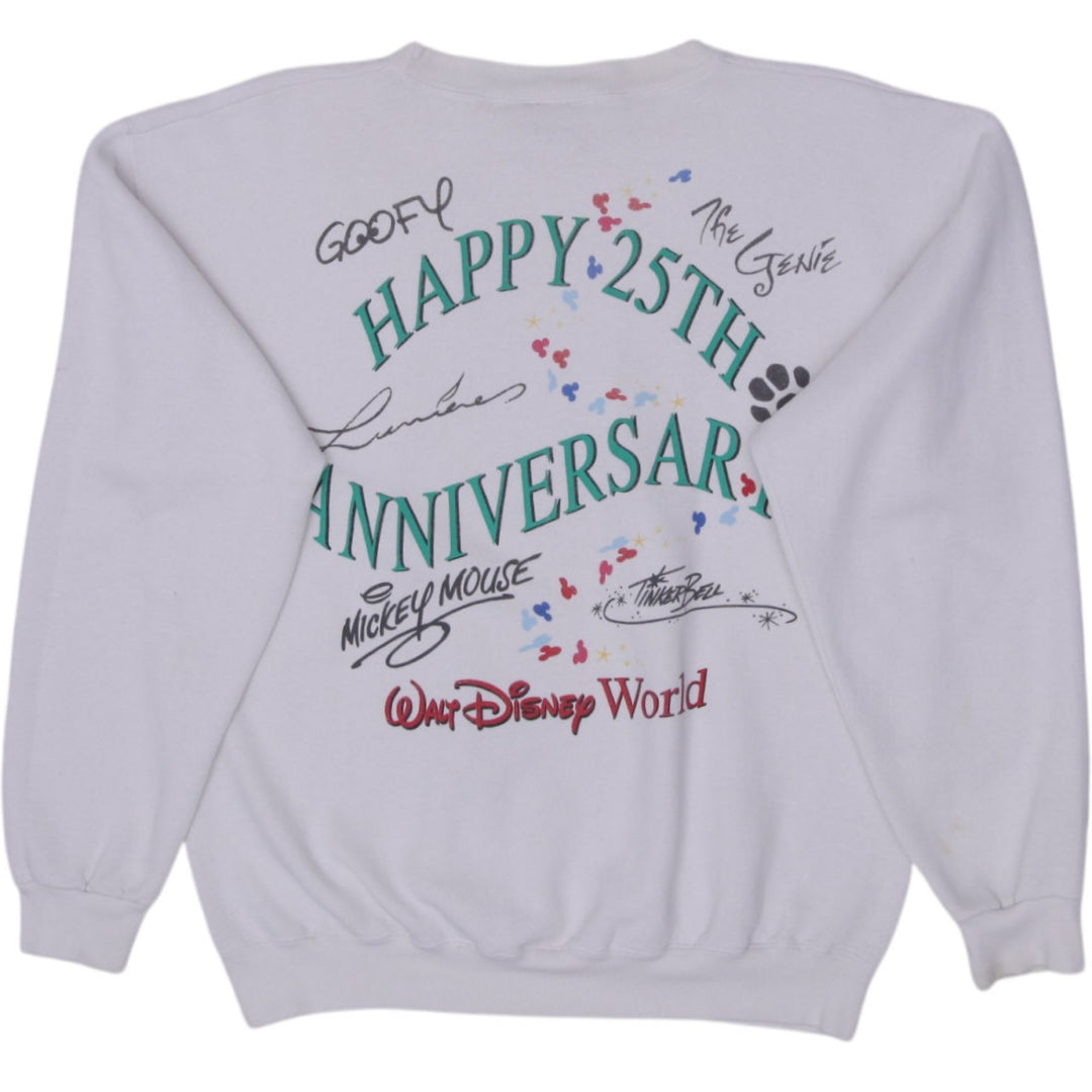 Vintage Walt Disney World 25th Anniversary Cake Castle White Sweatshirt M | Migration_Sweatshirt - Side View | Fashion Rerun