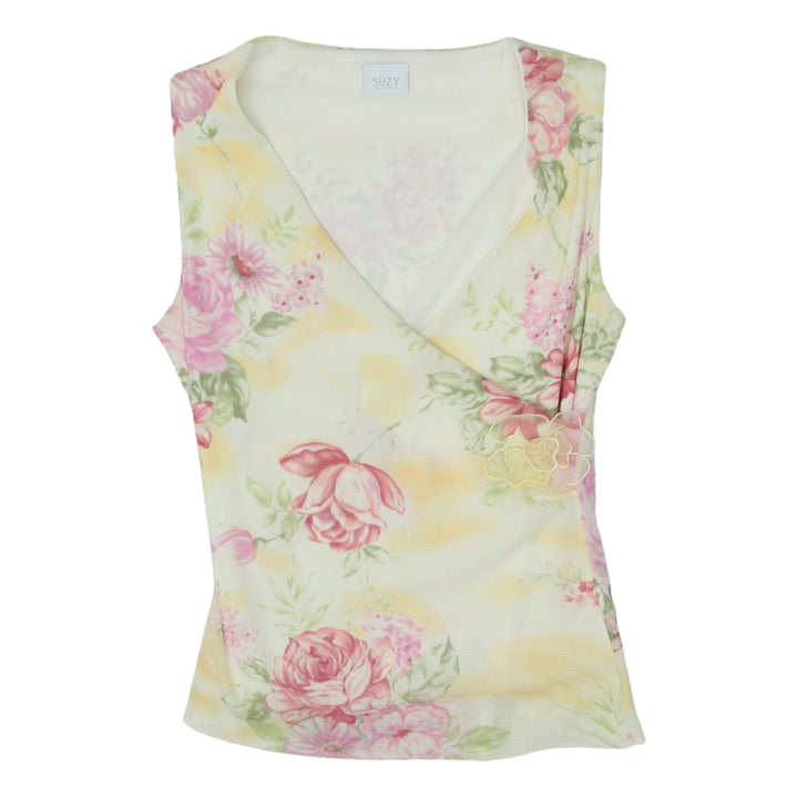 Y2K Sleeveless Mesh Floral Top