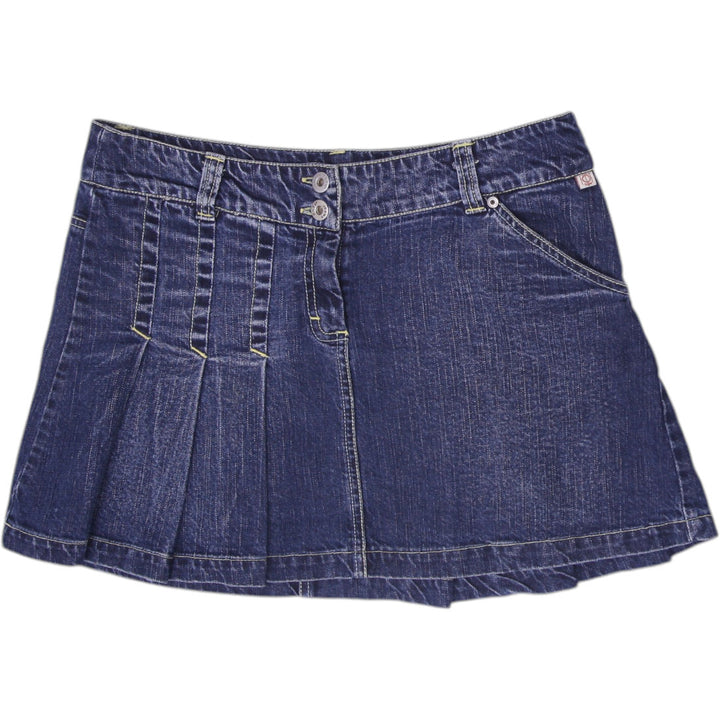 Y2K Ladies POSITIVE Low-Rise Pleated Denim Mini Skirt