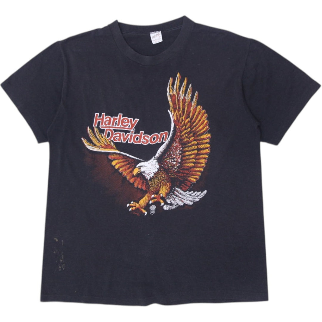 Vintage Harley Davidson T-Shirt Black Graphic Biker Eagle Made In USA Single Stitch | Migration_T-Shirts | Fashion Rerun