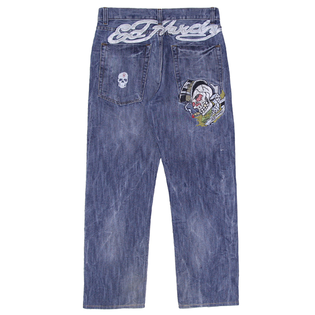 Y2K Mens Ed Hardy Skull & Dice Straight Leg Jeans