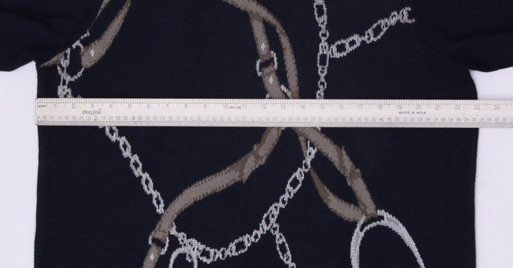 Mens Lauren Ralph Lauren Sweater Navy Chain Print Knitwear Size 2X