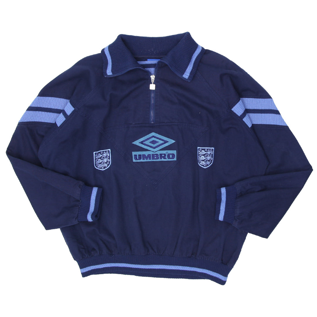 Vintage Umbro England Away 1/2 Zip Pullover Size L, Navy Blue 100% Cotton - Fashion Rerun Vintage Migration_Sweaters