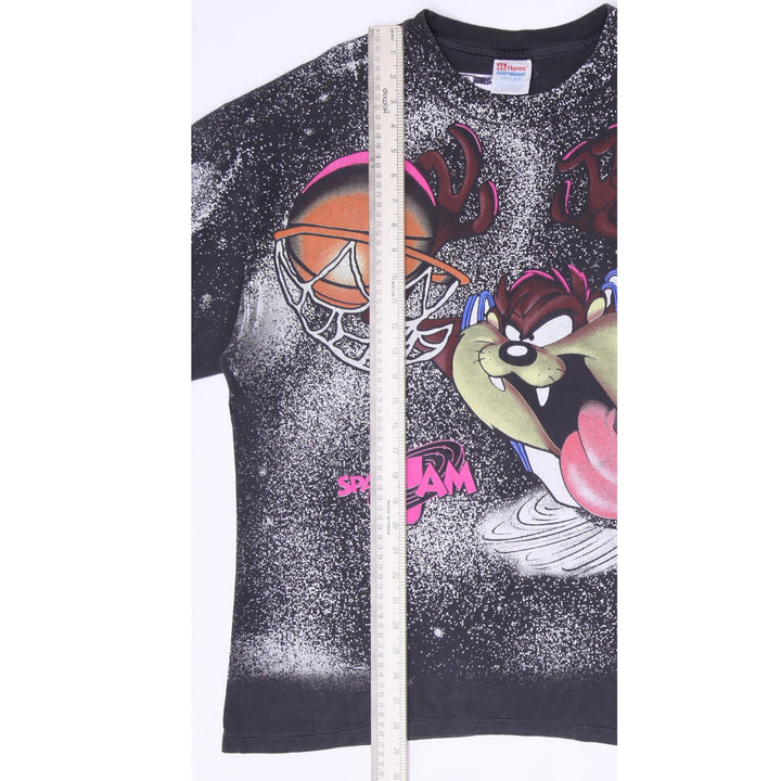 Vintage 90s Space Jam Taz Basketball All-Over Print T-Shirt XL Hanes Heavyweight