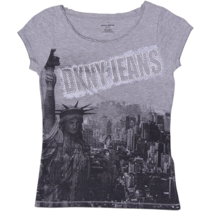 Y2K Ladies New York City Skyline Rhinestone Graphic Tee Size XS
