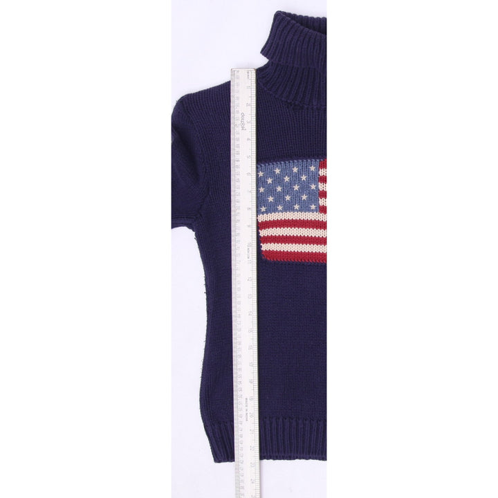 Vintage Ladies Ralph Lauren Navy Flag Knitwear Turtleneck Sweater Size M | Migration_Knitwear & Sweaters - Vi | Fashion Rerun
