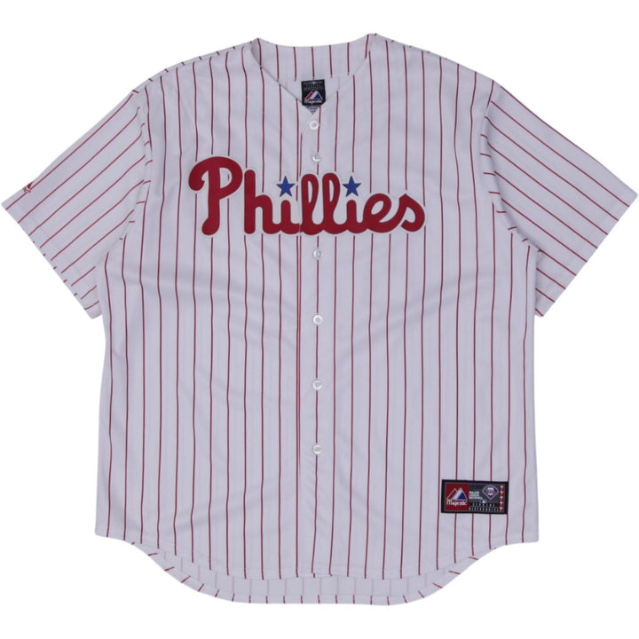 Vintage Majestic Philadelphia Phillies #34 Halladay Pinstripe Baseball Jersey | Migration_Jerseys | Fashion Rerun