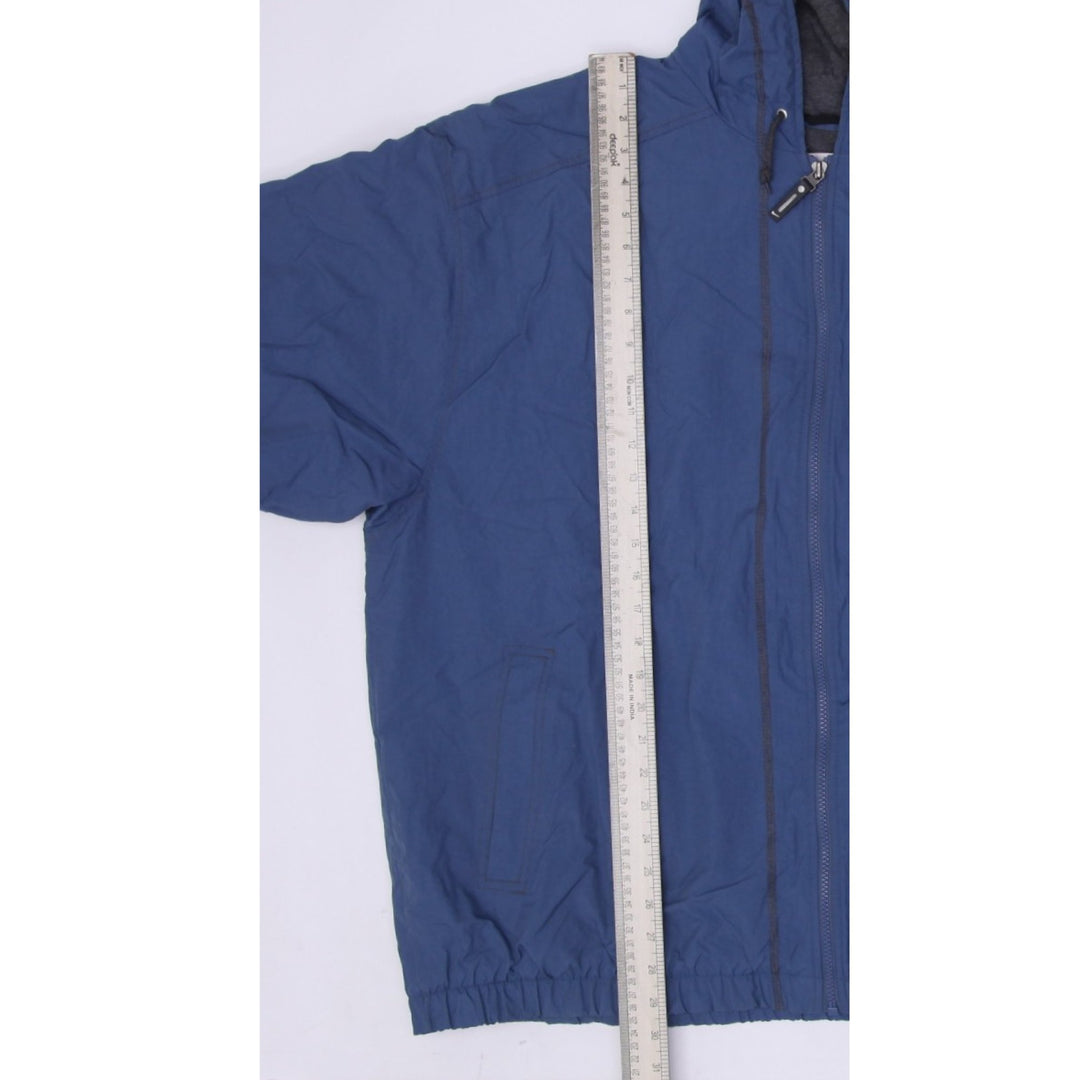 Vintage Nike 90s Big Swoosh Navy Nylon Hooded Heavy Zip Jacket