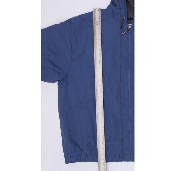 Vintage Nike 90s Big Swoosh Navy Nylon Hooded Heavy Zip Jacket