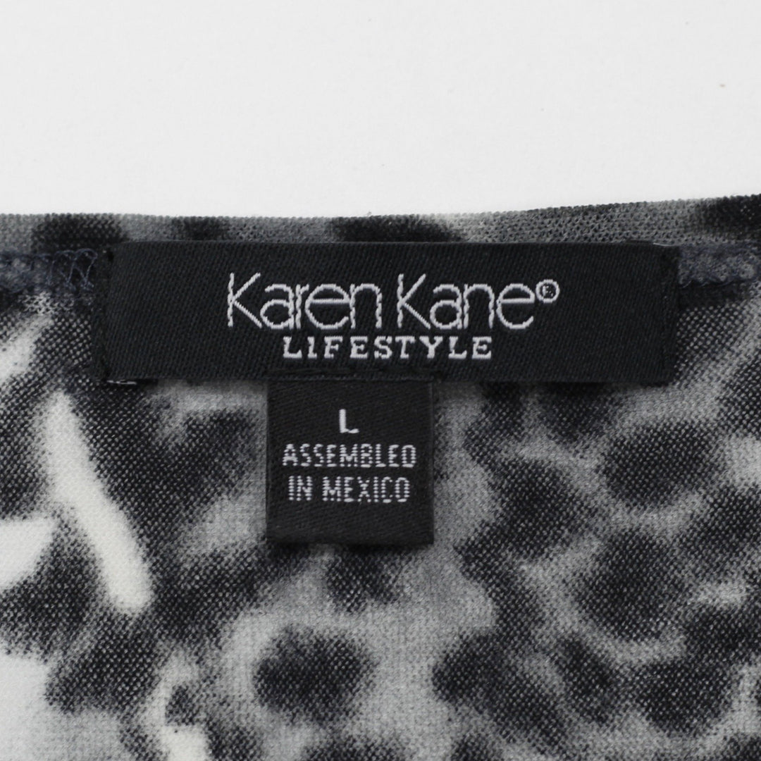 Y2K Ladies Karen Kane Lifestyle Gray Snow Leopard Sheer Mesh Top Size L
