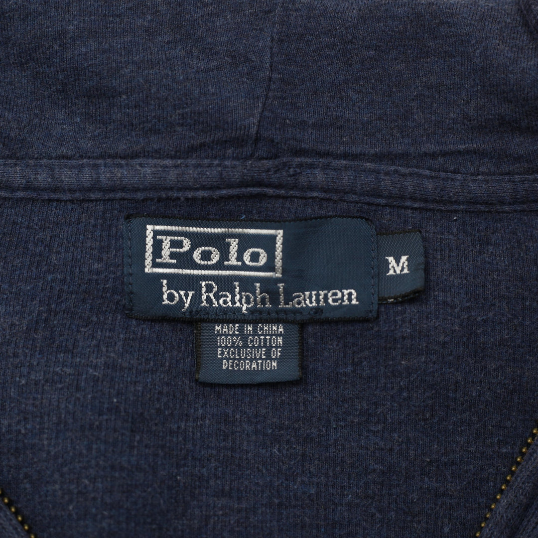 Vintage Mens Polo Ralph Lauren Navy Full Zip Embroidered Hoodie Size M | Migration_Hoodies - Back View | Fashion Rerun