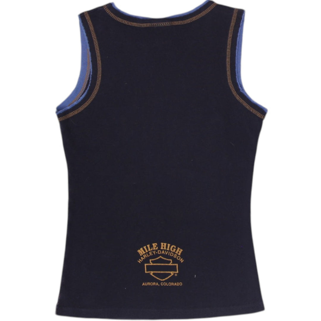 Ladies Harley Davidson Embellished Rhinestone Split Neck Tank Top