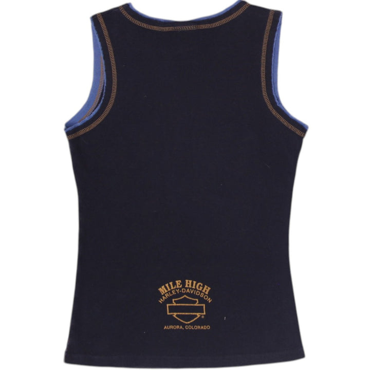 Ladies Harley Davidson Embellished Rhinestone Split Neck Tank Top