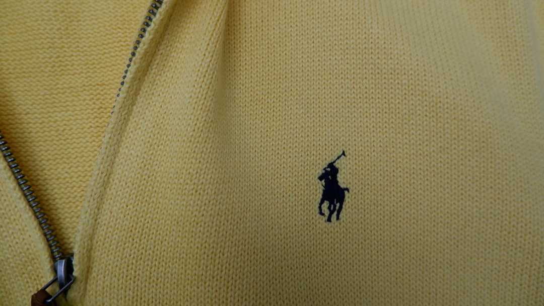 Mens Polo Ralph Lauren Sweater Yellow 1/4 Zip Cotton Knit