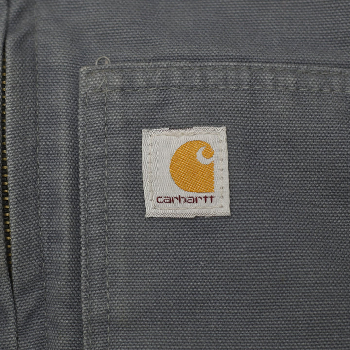 Mens Carhartt 104053-E03 Jacket Gray Hooded Workwear Quilted Pockets Size S