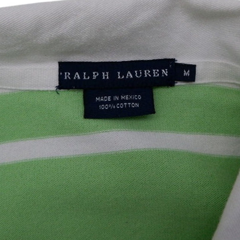 Vintage Mens Ralph Lauren Polo Green Striped Long Sleeve Cotton