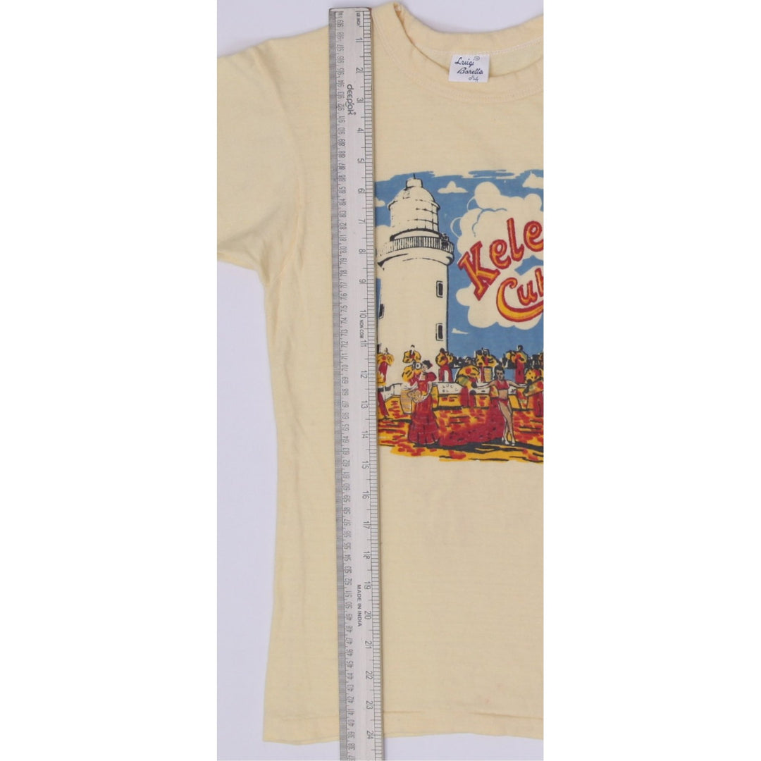 Vintage Ladies Luigi Baretta T-Shirt Yellow Graphic Print Cuban Theme