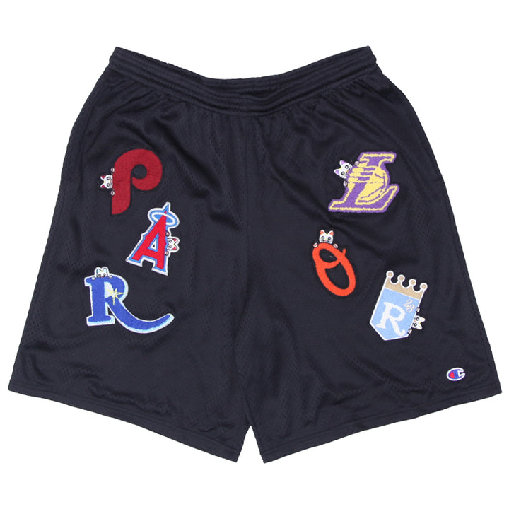 Mens Champion Black Mesh Patched Shorts - Fashion Rerun Vintage Migration_Shorts