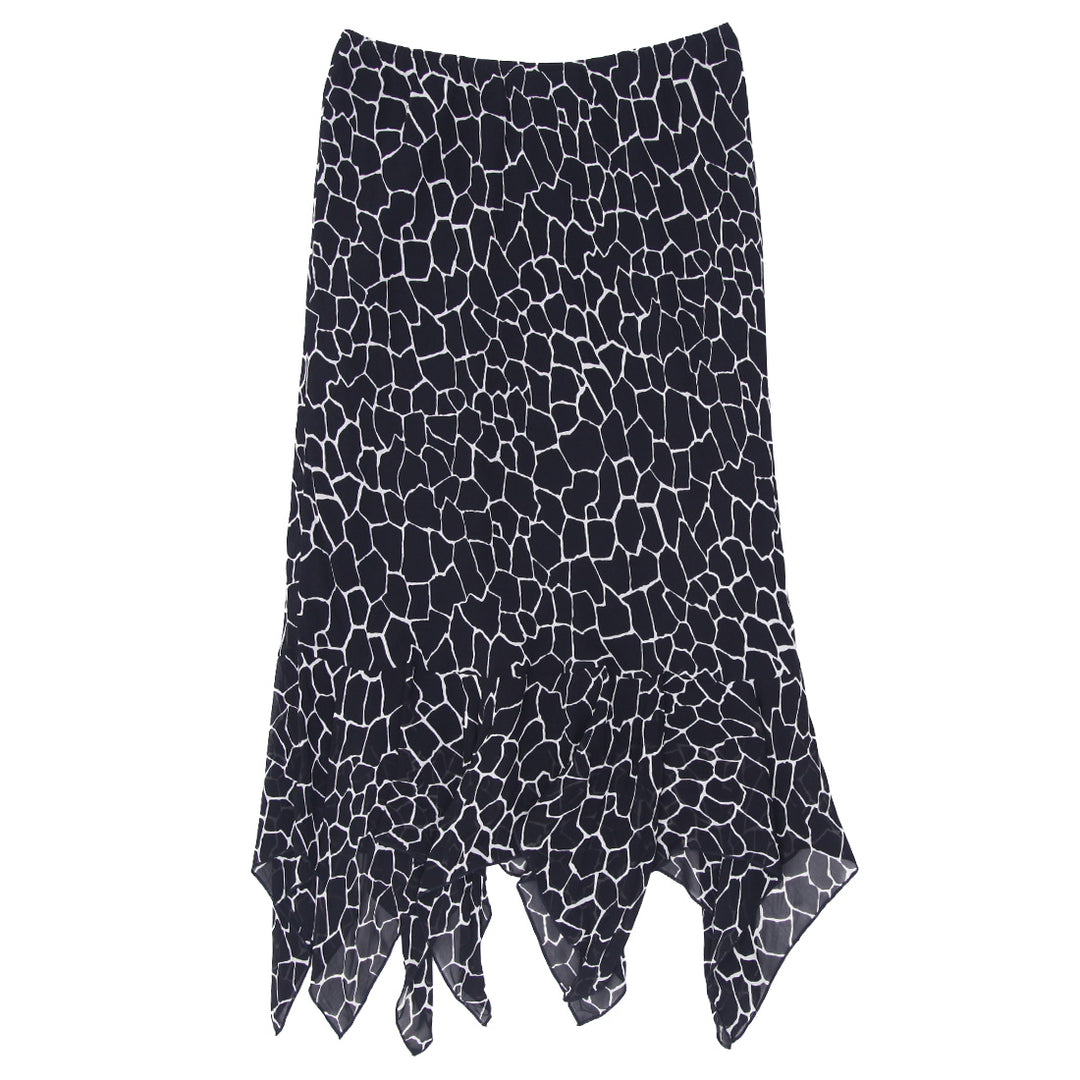 Y2K Abria Woman Black & White Print Asymmetrical Skirt - Fashion Rerun Vintage Migration_Skirt